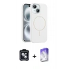 MARSİLYAN™- iPhone 14 Kılıf Yankı Form Serisi - Siyah Bilvis 5in1 3D Magic Cam Ekran Koruyucu + PVD Metal Kamera Lens - SH