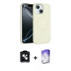 MARSİLYAN™- iPhone 14 Kılıf Yankı Form Serisi - Siyah Bilvis 5in1 3D Magic Cam Ekran Koruyucu + PVD Metal Kamera Lens - GS