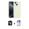 MARSİLYAN™- iPhone 14 Kılıf Yankı Form Serisi - Siyah Bilvis 5in1 3D Magic Cam Ekran Koruyucu + PVD Metal Kamera Lens - YL