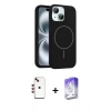 MARSİLYAN™- iPhone 14 Kılıf Yankı Form Serisi - Siyah Bilvis 5in1 3D Magic Cam Ekran Koruyucu + Shine Kamera Lens - KI