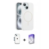 MARSİLYAN™- iPhone 14 Kılıf Yankı Form Serisi - Siyah Bilvis 5in1 3D Magic Cam Ekran Koruyucu + Shine Kamera Lens - MI