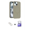 MARSİLYAN™- iPhone 14 Kılıf Yankı Form Serisi - Siyah Bilvis 5in1 5D Magic Hayalet Cam Ekran Koruyucu + Diamond Kamera Lens - KI
