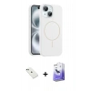 MARSİLYAN™- iPhone 14 Kılıf Yankı Form Serisi - Siyah Bilvis 5in1 5D Magic Hayalet Cam Ekran Koruyucu + Diamond Kamera Lens - YL