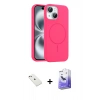 MARSİLYAN™- iPhone 14 Kılıf Yankı Form Serisi - Siyah Bilvis 5in1 5D Magic Hayalet Cam Ekran Koruyucu + Diamond Kamera Lens - PE