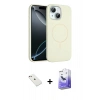 MARSİLYAN™- iPhone 14 Kılıf Yankı Form Serisi - Siyah Bilvis 5in1 5D Magic Hayalet Cam Ekran Koruyucu + Diamond Kamera Lens - PE