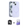 MARSİLYAN™- iPhone 14 Kılıf Yankı Form Serisi - Siyah Bilvis 5in1 5D Magic Hayalet Cam Ekran Koruyucu + PVD Metal Kamera Lens - YL