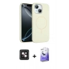 MARSİLYAN™- iPhone 14 Kılıf Yankı Form Serisi - Siyah Bilvis 5in1 5D Magic Hayalet Cam Ekran Koruyucu + PVD Metal Kamera Lens - PE