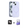 MARSİLYAN™- iPhone 14 Kılıf Yankı Form Serisi - Siyah Bilvis 5in1 5D Magic Hayalet Cam Ekran Koruyucu + PVD Metal Kamera Lens - PE