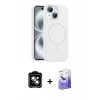 MARSİLYAN™- iPhone 14 Kılıf Yankı Form Serisi - Siyah Bilvis 5in1 5D Magic Hayalet Cam Ekran Koruyucu + PVD Metal Kamera Lens - MI