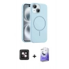 MARSİLYAN™- iPhone 14 Kılıf Yankı Form Serisi - Siyah Bilvis 5in1 5D Magic Hayalet Cam Ekran Koruyucu + PVD Metal Kamera Lens - PE