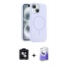 MARSİLYAN™- iPhone 14 Kılıf Yankı Form Serisi - Siyah Bilvis 5in1 5D Magic Hayalet Cam Ekran Koruyucu + PVD Metal Kamera Lens - MI