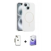 MARSİLYAN™- iPhone 14 Kılıf Yankı Form Serisi - Siyah Bilvis 5in1 5D Magic Hayalet Cam Ekran Koruyucu + Shine Kamera Lens - GD