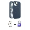MARSİLYAN™- iPhone 14 Kılıf Yankı Form Serisi - Siyah Bilvis 5in1 5D Magic Hayalet Cam Ekran Koruyucu + Shine Kamera Lens - GD