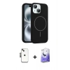 MARSİLYAN™- iPhone 14 Kılıf Yankı Form Serisi - Siyah Bilvis 5in1 5D Magic Hayalet Cam Ekran Koruyucu + Shine Kamera Lens - SH