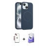 MARSİLYAN™- iPhone 14 Kılıf Yankı Form Serisi - Siyah Bilvis 5in1 5D Magic Hayalet Cam Ekran Koruyucu + Shine Kamera Lens - KI