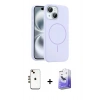 MARSİLYAN™- iPhone 14 Kılıf Yankı Form Serisi - Siyah Bilvis 5in1 5D Magic Hayalet Cam Ekran Koruyucu + Shine Kamera Lens - GD
