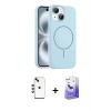 MARSİLYAN™- iPhone 14 Kılıf Yankı Form Serisi - Siyah Bilvis 5in1 5D Magic Hayalet Cam Ekran Koruyucu + Shine Kamera Lens - YL