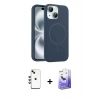 MARSİLYAN™- iPhone 14 Kılıf Yankı Form Serisi - Siyah Bilvis 5in1 5D Magic Hayalet Cam Ekran Koruyucu + Shine Kamera Lens - YL