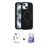 MARSİLYAN™- iPhone 14 Kılıf Yankı Form Serisi - Siyah Bilvis 5in1 5D Magic Hayalet Cam Ekran Koruyucu + Shine Kamera Lens - GD