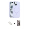 MARSİLYAN™- iPhone 14 Kılıf Yankı Form Serisi - Siyah Bilvis Hayalet Cam Ekran Koruyucu + Diamond Kamera Lens - PE