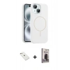 MARSİLYAN™- iPhone 14 Kılıf Yankı Form Serisi - Siyah Bilvis Hayalet Cam Ekran Koruyucu + Diamond Kamera Lens - PE