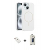 MARSİLYAN™- iPhone 14 Kılıf Yankı Form Serisi - Siyah Bilvis Hayalet Cam Ekran Koruyucu + Diamond Kamera Lens - KI