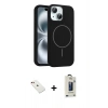 MARSİLYAN™- iPhone 14 Kılıf Yankı Form Serisi - Siyah Bilvis Hayalet Cam Ekran Koruyucu + Diamond Kamera Lens - KI