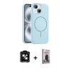 MARSİLYAN™- iPhone 14 Kılıf Yankı Form Serisi - Siyah Bilvis Hayalet Cam Ekran Koruyucu + PVD Metal Kamera Lens - TU