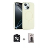 MARSİLYAN™- iPhone 14 Kılıf Yankı Form Serisi - Siyah Bilvis Hayalet Cam Ekran Koruyucu + PVD Metal Kamera Lens - YL