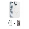 MARSİLYAN™- iPhone 14 Kılıf Yankı Form Serisi - Siyah Bilvis Hayalet Cam Ekran Koruyucu + Shine Kamera Lens - MI