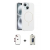 MARSİLYAN™- iPhone 14 Kılıf Yankı Form Serisi - Siyah Bilvis Hayalet Cam Ekran Koruyucu + Shine Kamera Lens - KI