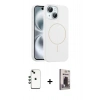 MARSİLYAN™- iPhone 14 Kılıf Yankı Form Serisi - Siyah Bilvis Hayalet Cam Ekran Koruyucu + Shine Kamera Lens - YL