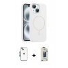 MARSİLYAN™- iPhone 14 Kılıf Yankı Form Serisi - Siyah Bilvis Hayalet Cam Ekran Koruyucu + Shine Kamera Lens - MI