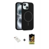 MARSİLYAN™- iPhone 14 Kılıf Yankı Form Serisi - Siyah Buffer Cam Ekran Koruyucu + Diamond Kamera Lens - KI