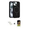 MARSİLYAN™- iPhone 14 Kılıf Yankı Form Serisi - Siyah Buffer Cam Ekran Koruyucu + Diamond Kamera Lens - SABE
