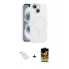 MARSİLYAN™- iPhone 14 Kılıf Yankı Form Serisi - Siyah Buffer Cam Ekran Koruyucu + Diamond Kamera Lens - SABE