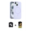 MARSİLYAN™- iPhone 14 Kılıf Yankı Form Serisi - Siyah Buffer Cam Ekran Koruyucu + PVD Metal Kamera Lens - GS