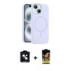 MARSİLYAN™- iPhone 14 Kılıf Yankı Form Serisi - Siyah Buffer Cam Ekran Koruyucu + PVD Metal Kamera Lens - MI