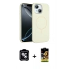 MARSİLYAN™- iPhone 14 Kılıf Yankı Form Serisi - Siyah Buffer Cam Ekran Koruyucu + PVD Metal Kamera Lens - MI