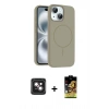 MARSİLYAN™- iPhone 14 Kılıf Yankı Form Serisi - Siyah Buffer Cam Ekran Koruyucu + PVD Metal Kamera Lens - PE