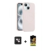 MARSİLYAN™- iPhone 14 Kılıf Yankı Form Serisi - Siyah Buffer Cam Ekran Koruyucu + PVD Metal Kamera Lens - PE