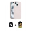 MARSİLYAN™- iPhone 14 Kılıf Yankı Form Serisi - Siyah Buffer Cam Ekran Koruyucu + PVD Metal Kamera Lens - YL