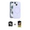 MARSİLYAN™- iPhone 14 Kılıf Yankı Form Serisi - Siyah Buffer Cam Ekran Koruyucu + PVD Metal Kamera Lens - YL
