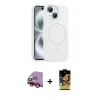 MARSİLYAN™- iPhone 14 Kılıf Yankı Form Serisi - Siyah Buffer Cam Ekran Koruyucu + Raze Metal Kamera Lens - KI