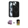 MARSİLYAN™- iPhone 14 Kılıf Yankı Form Serisi - Siyah Buffer Cam Ekran Koruyucu + Raze Metal Kamera Lens - KI