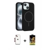 MARSİLYAN™- iPhone 14 Kılıf Yankı Form Serisi - Siyah Buffer Cam Ekran Koruyucu + Shine Kamera Lens - KI