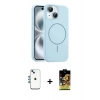 MARSİLYAN™- iPhone 14 Kılıf Yankı Form Serisi - Siyah Buffer Cam Ekran Koruyucu + Shine Kamera Lens - MI