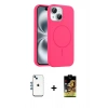 MARSİLYAN™- iPhone 14 Kılıf Yankı Form Serisi - Siyah Buffer Cam Ekran Koruyucu + Shine Kamera Lens - MI