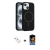 MARSİLYAN™- iPhone 14 Kılıf Yankı Form Serisi - Siyah Buffer Hayalet Cam Ekran Koruyucu + Diamond Kamera Lens - YL