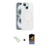 MARSİLYAN™- iPhone 14 Kılıf Yankı Form Serisi - Siyah Buffer Hayalet Cam Ekran Koruyucu + Diamond Kamera Lens - PE